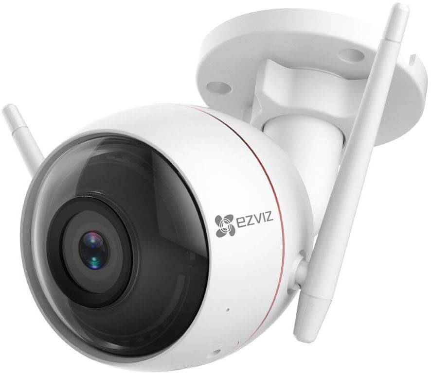 EZVIZ Cámara de vigilancia Exterior 1080p cámara IP WiFi cámara de Seguridad Visión Nocturna 30m Luz estroboscópica y Sirena Resistente al Exterior WiFi 2.4G Compatible con Alexa CTQ3W